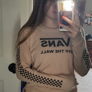 vans pink long sleeve with design on sleeve